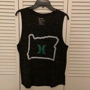Hurley black sleeveless tank top w/ Oregon state outline